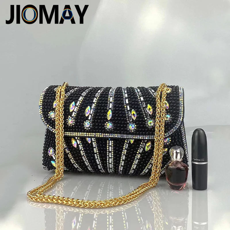 

JIOMAY Fashion Messenger Bag Luxury Designer Bags Pearl Square Bag Diamond Luxury Purse For Wedding Bags For Women 2024 Handbag