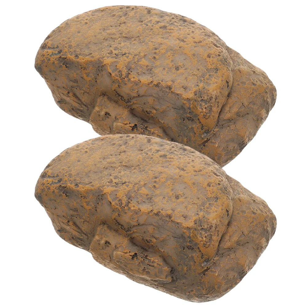 2 قطعة حامل مفتاح الصخور وهمية في الهواء الطلق الراتنج حديقة الديكور مخفي مفتاح تخزين لباب سياج الفناء #2