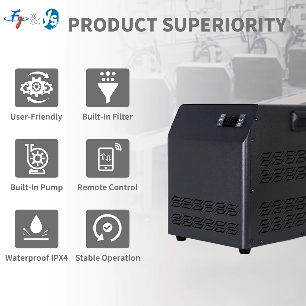 Portable 0.3HP Ice Bath Chiller, Water-Cooled with Built-in Pump & Filter, 110V/220V Dual Voltage, for Indoor Efficient Cooling