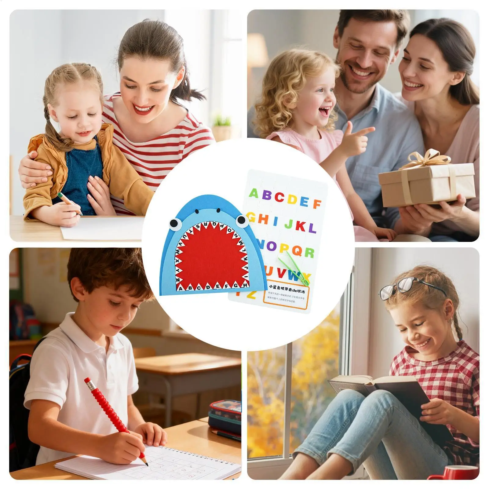 Matching Letter Game Cute Shark Tooth Felt Educational Interactive Classroom Letter Matching Toys For Homeschool Preschool