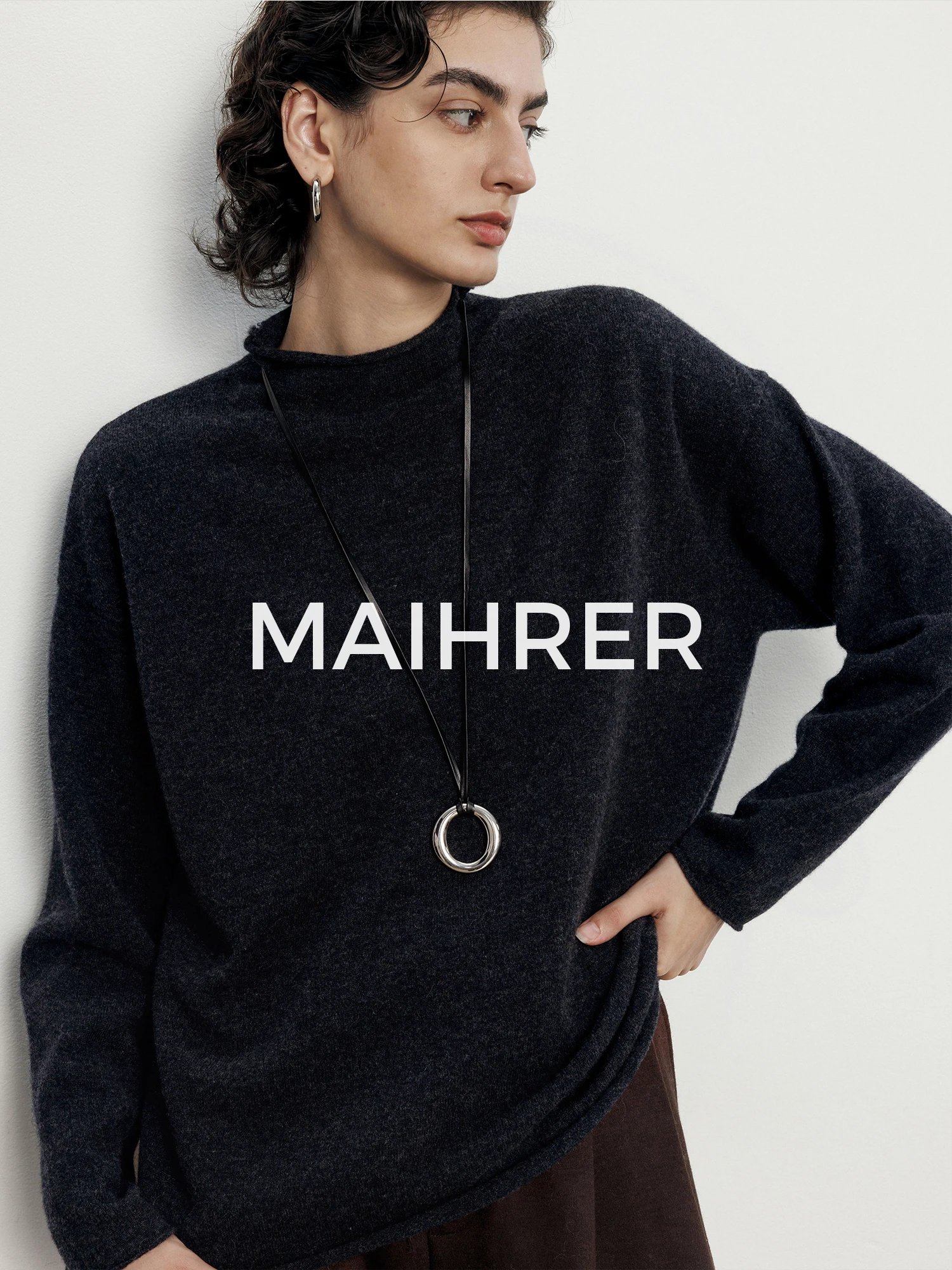 

Maiher00 Wool Knitted Long Sve round Ne Base irt Women's Autumn Winter Design Sense Cuffed Warm Casual Sle Top