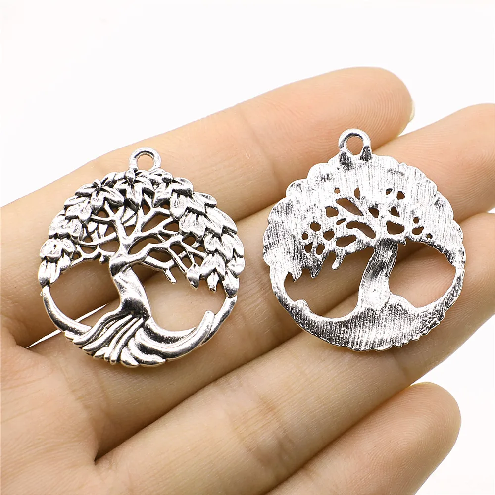 WYSIWYG 3pcs/lot Charms Tree DIY Jewelry Findings 2 Colors Antique Silver Color Antique Bronze Plated 29x32mm Tree Charms