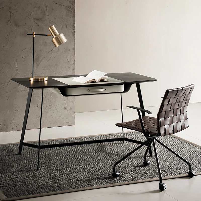 

Italian Minimalist Chair Home Office Computer Saddle Leather Chair Weaving Esigner Study Desk Chaises De Bureau Furniture
