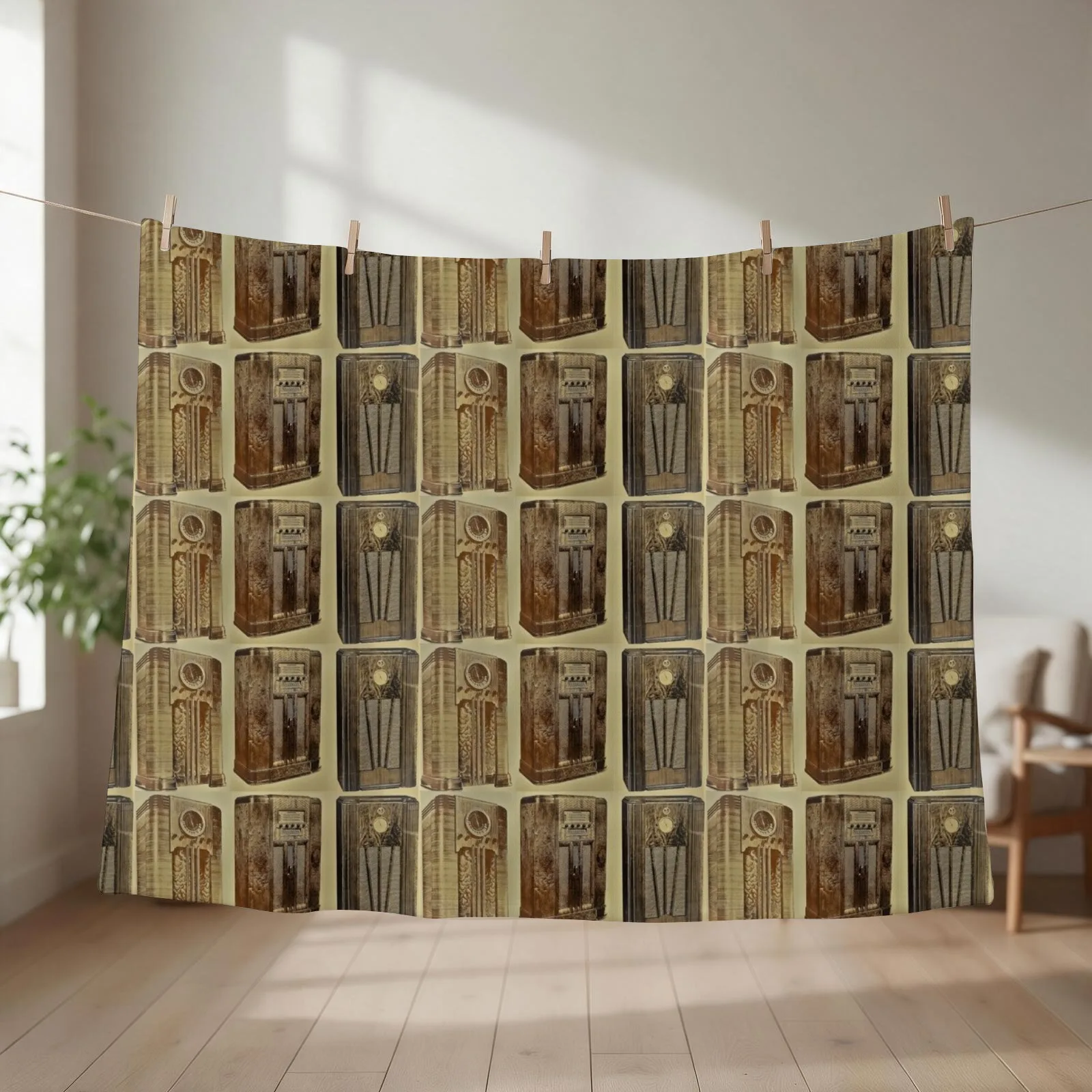 Classic 1930's Floor Radios Throw Blanket couch cozy soft plush fuzzy picnic outdoor blanket