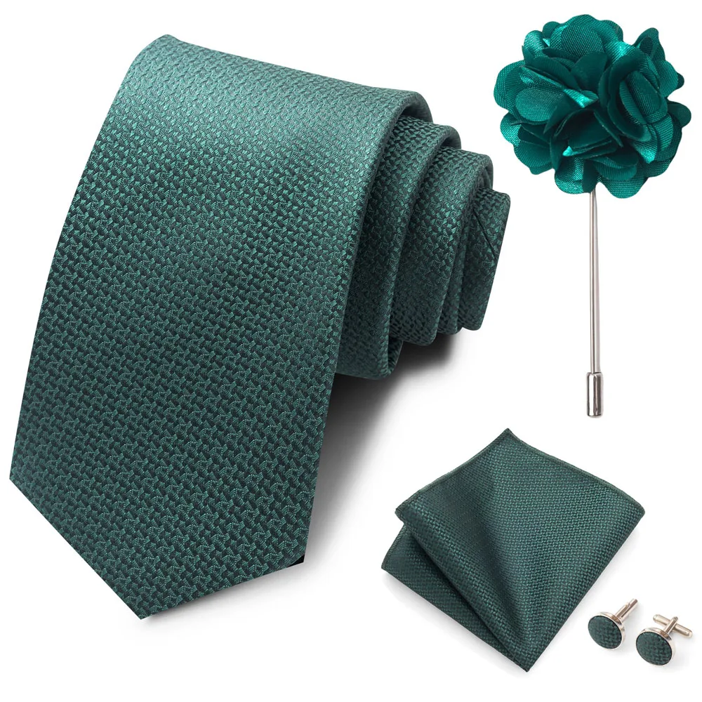 Großhandel Mode 8 cm Krawatten-Set, Krawatte, Einstecktuch, Manschettenknöpfe, Anstecknadel, Lila Paisley, Herren-Krawatten, passend als Geburtstagsgeschenk – Detail 12
