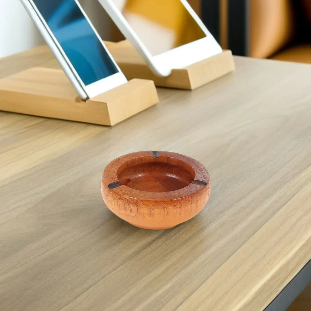 

2pcs Wood Ashtray Round Simple Large Capacity Cigarette Butt Container Easy Clean Desktop Indoor Home Office Household Smoke