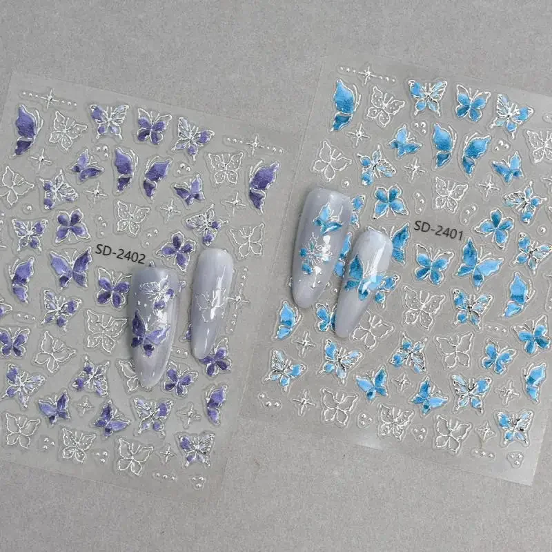هلام فراشة مسمار الفن ملصق الرغبة النقية نمط 3D فراشة تنقش مسمار ملصق حالمة فراشة مسمار DIY الزخرفية