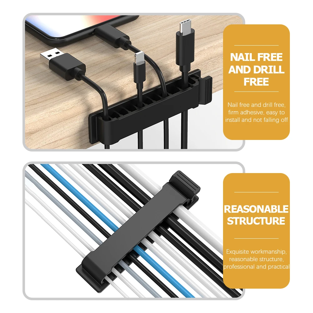

4 Pcs Wire Holder Charging Cord Organizer Plastic Cable Management under Desk Cables