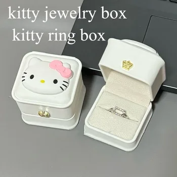 Sanrio Kitty-caja de anillos para regalo de confesión, caja de anillo de confesión, joyero de terciopelo, regalo para novia, favorito de las niñas, novedad de 2024