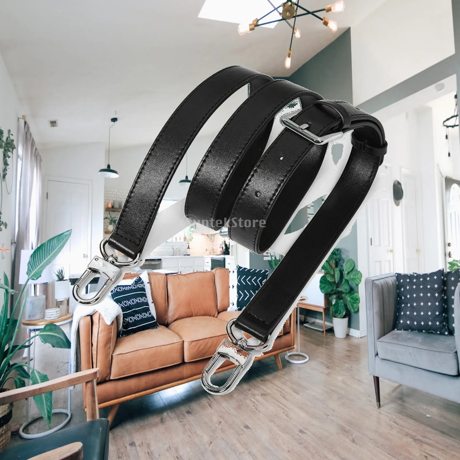 Detachable Leather Strap with Metal Clasps Wide Replacement Handbag Strap Load-Bearing Easy to Attach for Everyday Use