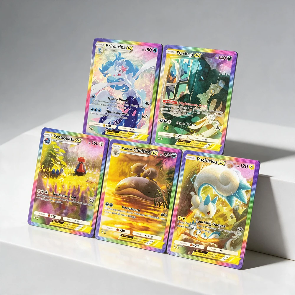 DIY Collection Holo Cards PKM A4 Wisdom of Sea and Sky Darkrai Pachirisu Primarina EX Self Made Anime Game Card Gift Toy