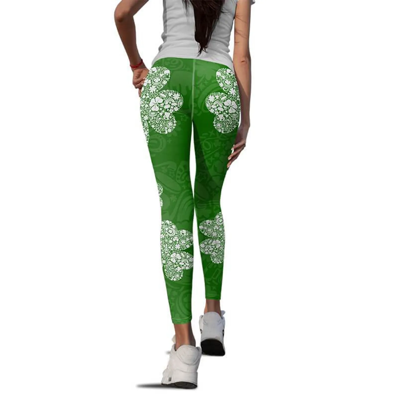 Laufen grün drucken Leggings Frauen St. Patricks Tag Push-up sexy Legging Hosen Pilates Yoga Gym Workout Strumpfhosen Pantalones lose