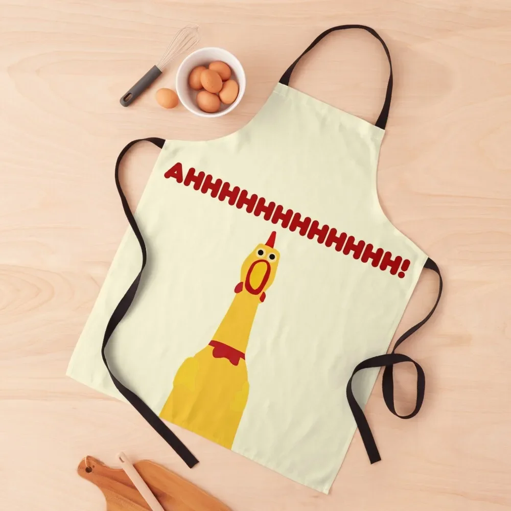 Screaming Rubber Chicken Apron For Man Trim Cloth Women Kitchen Apron