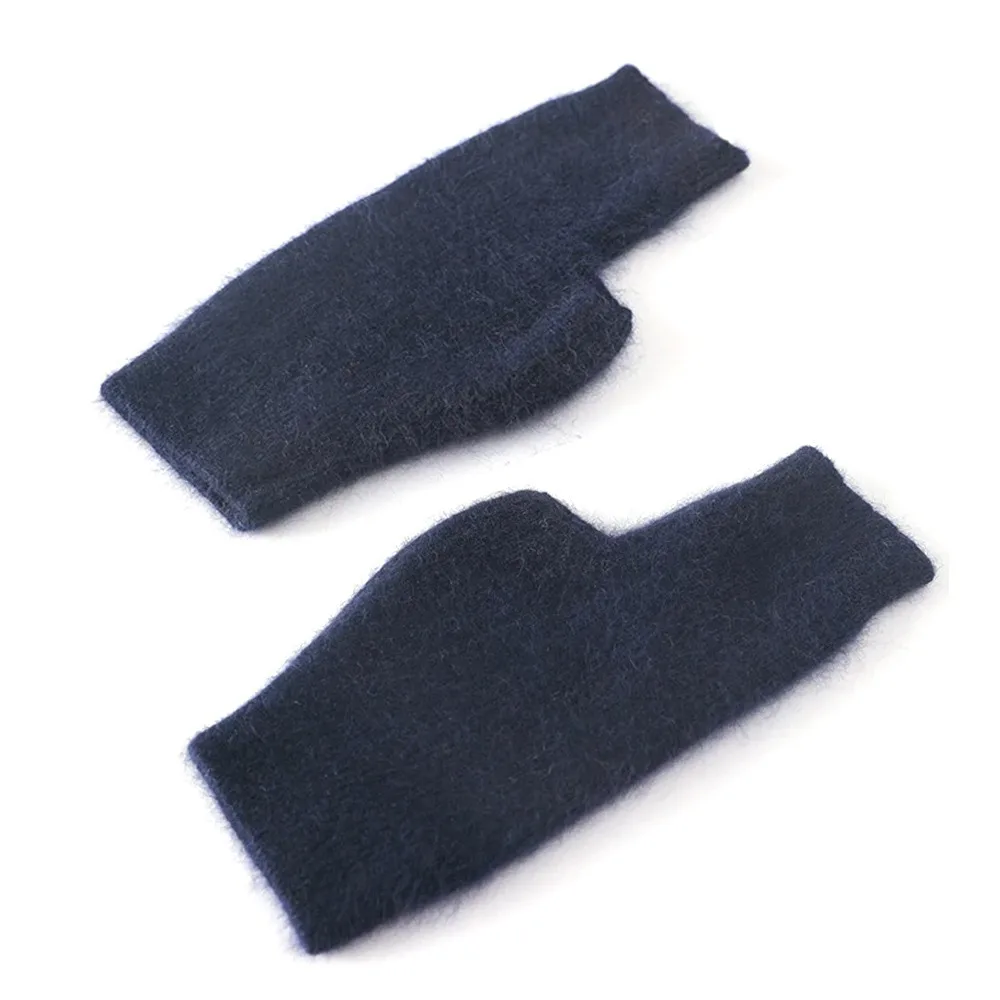 Fashion Wool Mink Cashmere Gloves Exposed Finger Thick Knitted Wool Glove Windproof Cold Proof Fingerless Wrist Gloves Autumn