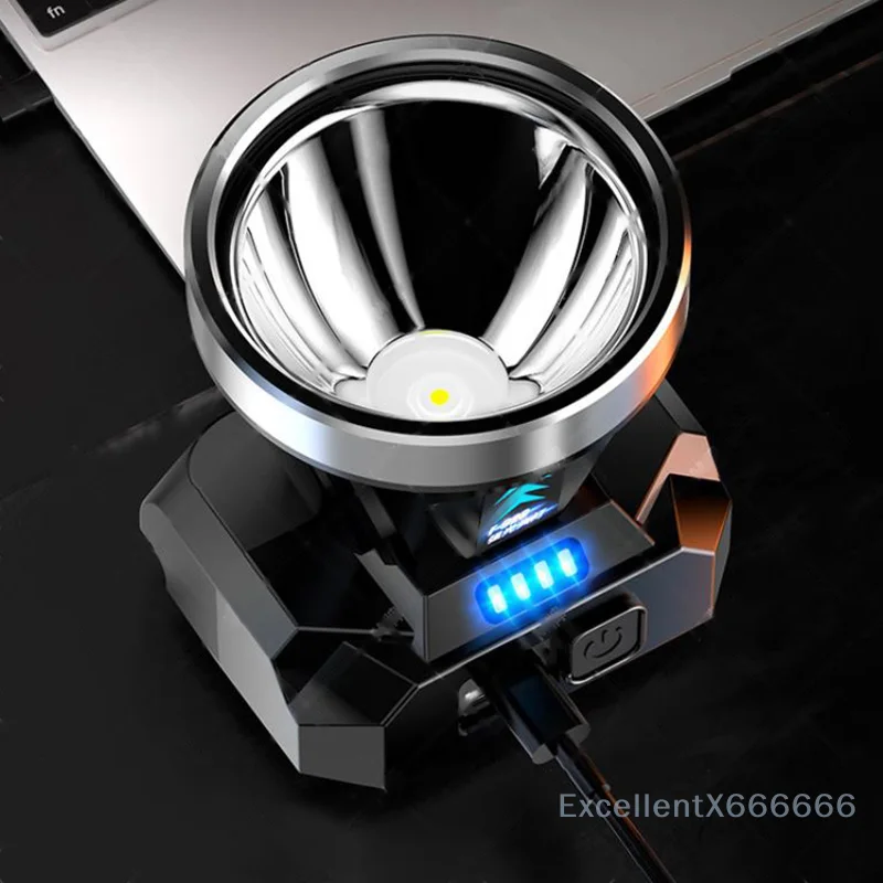 Rechargeable High Power Headlamp Cordless Adjustable Angle High Power LED Headlamp For Camping