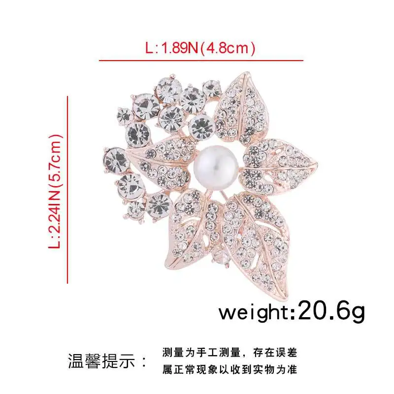 DIEZI Korean Gold Color Flower Brooches for Women Party Luxury Fashion Rhinestone Pearl Brooch Pins Wedding Jewelry Accessories