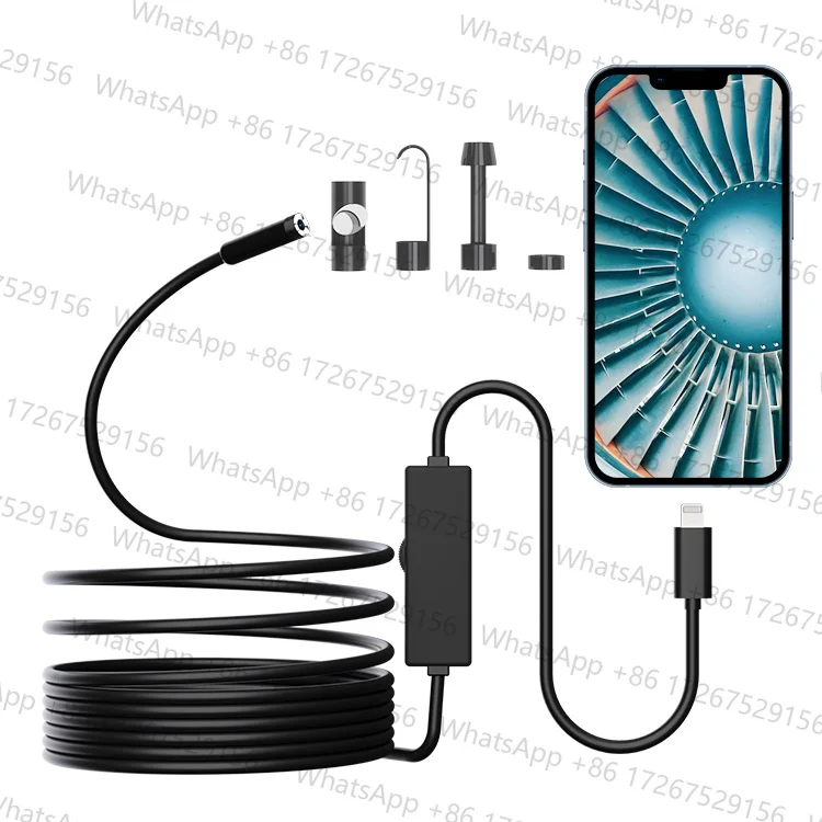 2MP 1080P 8mm Hard Cable  For iPhone  ISO OTG  USB Endoscope Camera CMOS Borescope Inspection Otoscope Digital Microscope 10M