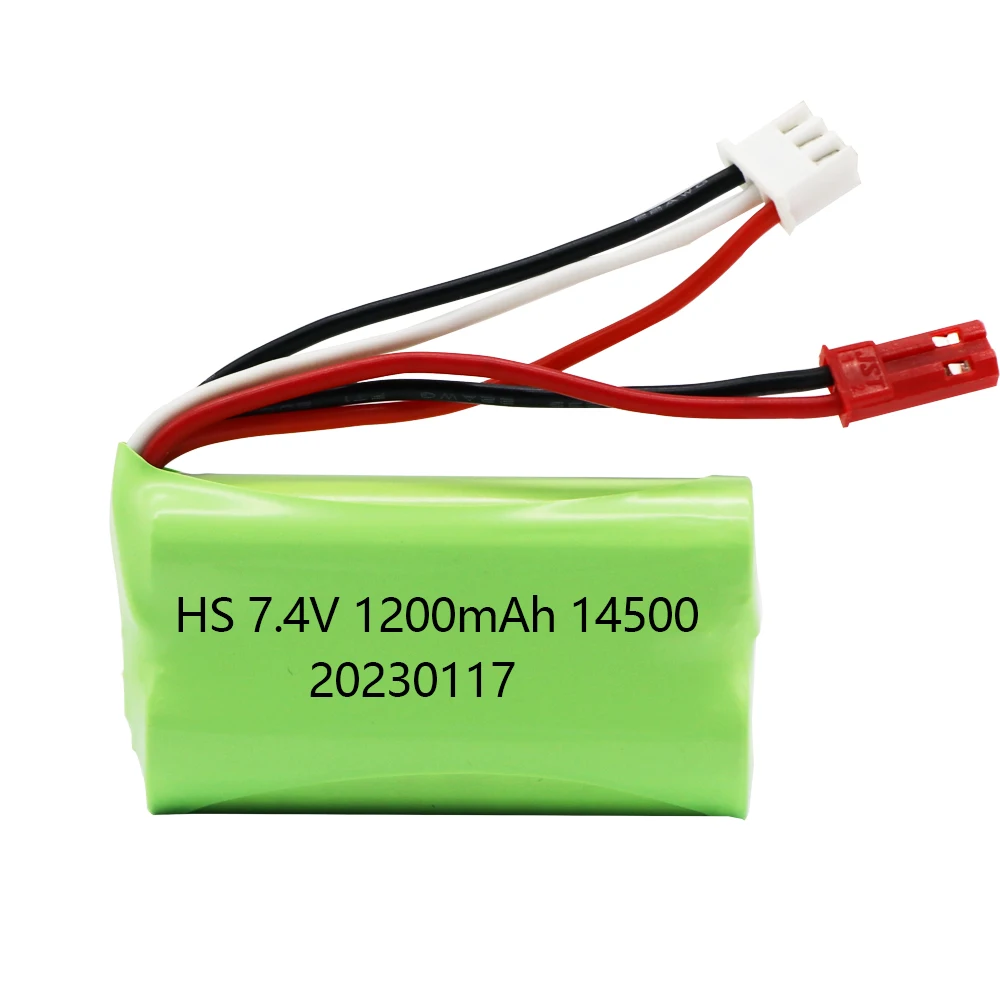 7.4 فولت 1200mAh 14500 JST التوصيل بطارية ليثيوم أيون للألعاب الكهربائية المياه رصاصة بندقية اللعب ملحق 7.4 فولت بطارية للمركبات RC اللعب
