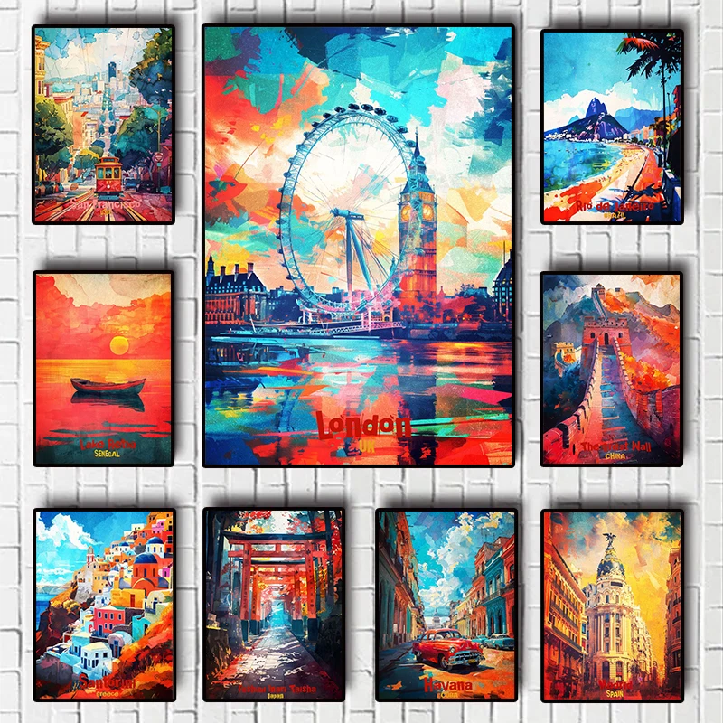 City Art Poster Fushimi Inari Taisha Art Havana Porto Barcelona Canvas printing Home Room wall art decoration hanging paintings