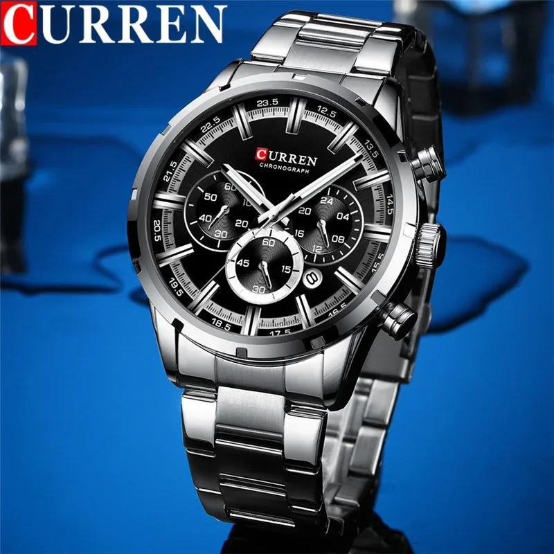 CURREN Sport WristWatch Waterproof Chronograph Calendar Men Watch Military Army Top Brand Luxury Stainless Steel Male Clock 8355