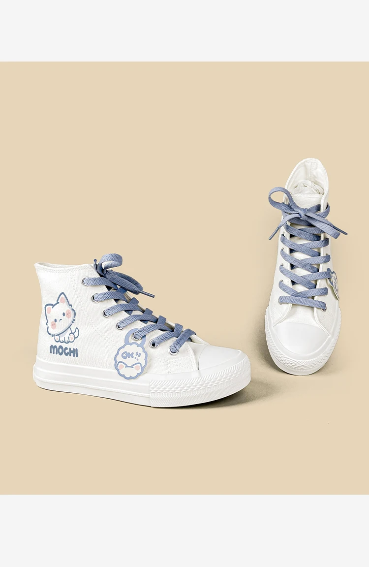 Amy und Michael Kawaii Kitty Cartoon Schuhe Damen High-Top Canvas Schuhe Niedliche Schnürschuhe für Teenager-Mädchen und Studenten – Detail 11