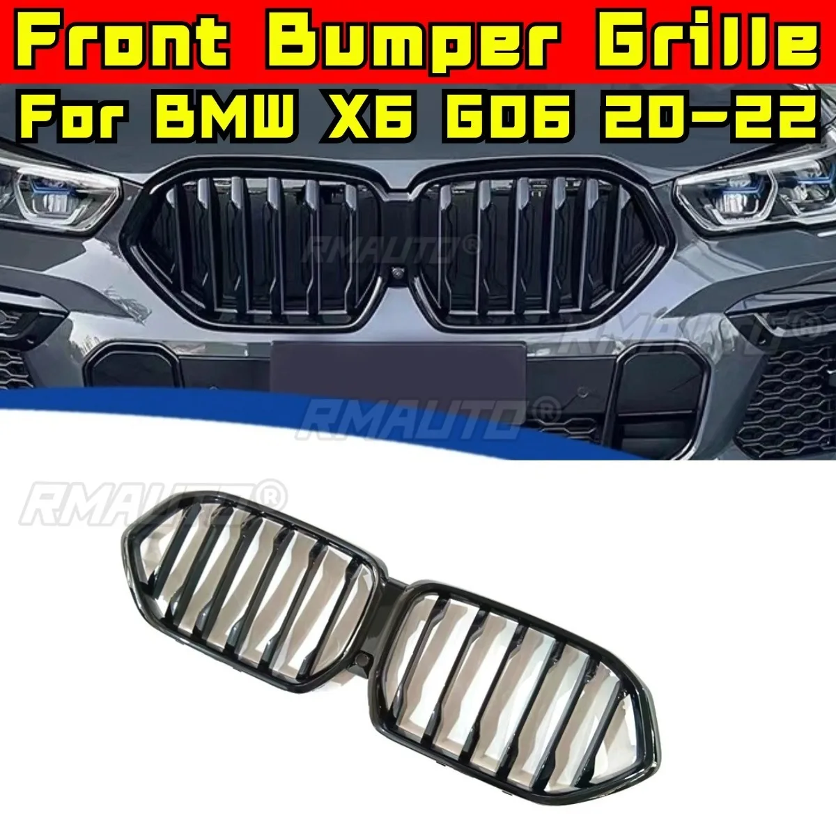 

Car Bumper Grill Decorative Strips Racing Grille Body Kit Front Bumper Grill For BMW X6 G06 2020-2022 Exterior Part