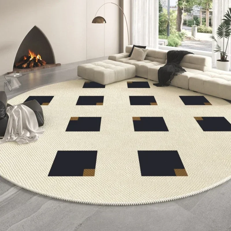 Round Living Room Carpet French Cream Style Bedroom Bedside Rug Modern Light Luxury Sofa Coffee Table Chair Floor Mat Ковер 양탄자