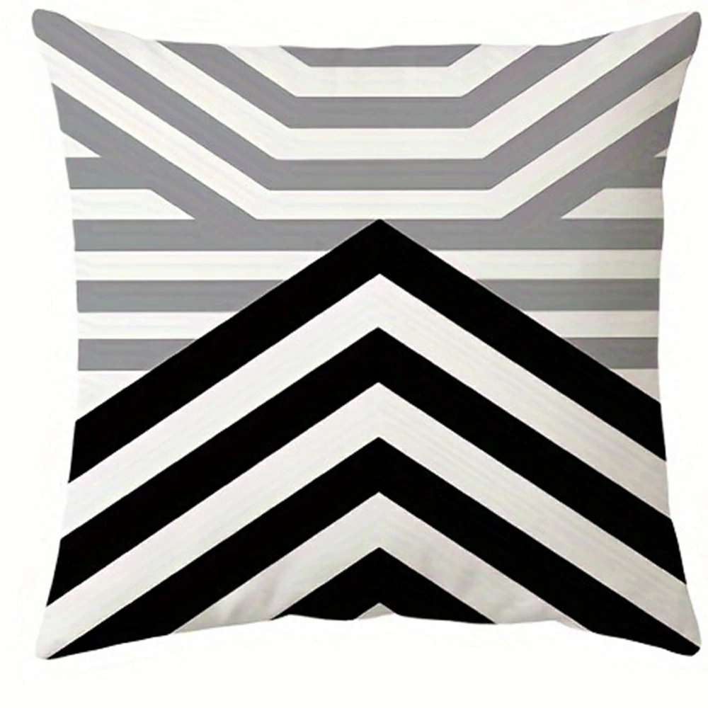 

Модная и простая наволочка с черно-белым и серым геометрическим принтом, чехол для диванной подушки, украшение для дома и комнаты.