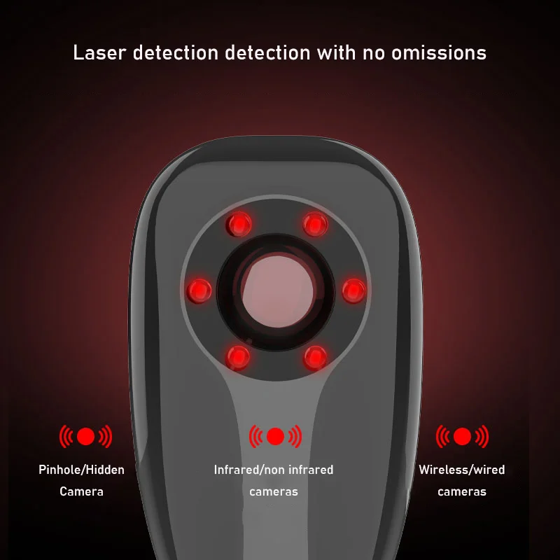 AK370 Remote Scanning Micro Pinhole Hidden Lens Detection Hotel Anti Peeping Camera DetectorSmart Chip Supports USB Charging