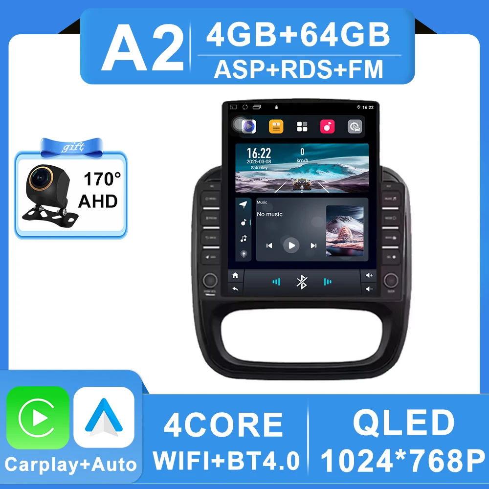 9.7 inch Auto Android Voor Renault Trafic 3 14-21 Voor Opel Vivaro B2 din Carplay GPS Navigatie intelligente Systeem Touchscreen