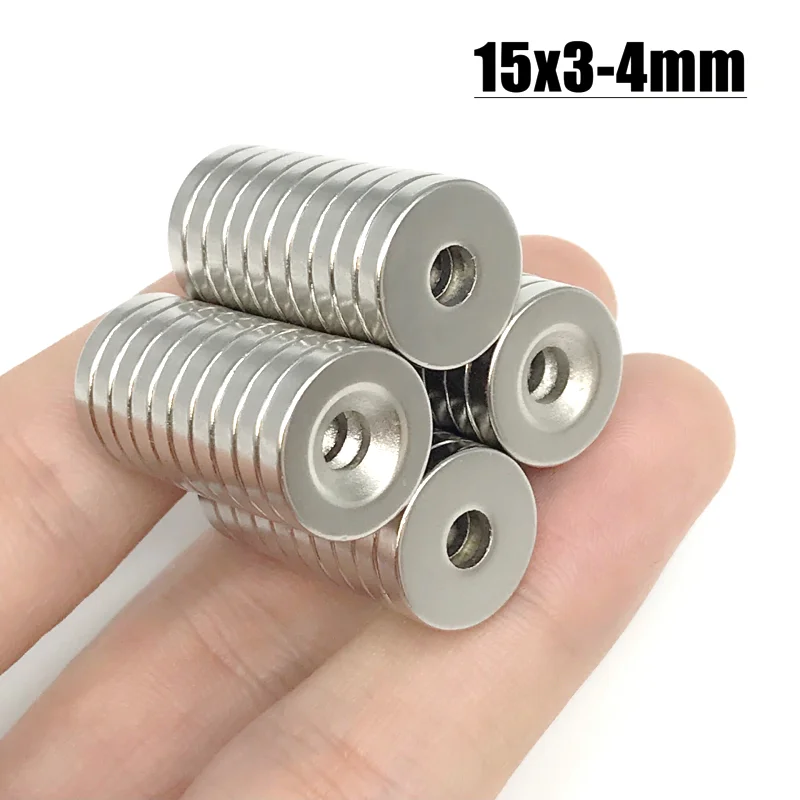 2~500PCS 15X3-4 mm Disc Ring Magnet 15X3 mm Hole 4mm Small Round Countersunk Fridge Tool Magnets  For Home Decoration Diy Craft