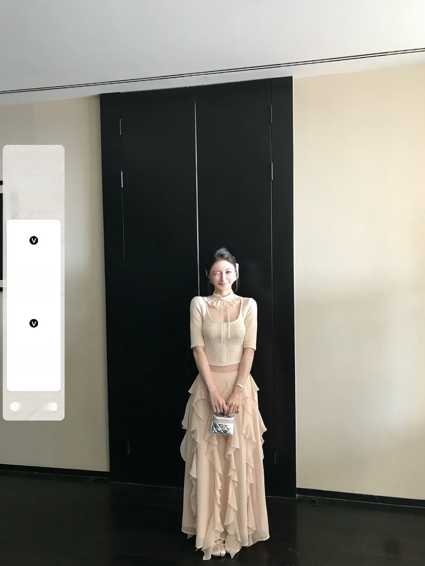 

Элегантный ажурный вязаный топ Skk Store Daphne с юбкой с рюшами, модный асимметричный подол, смесь полиэстера и нейлона