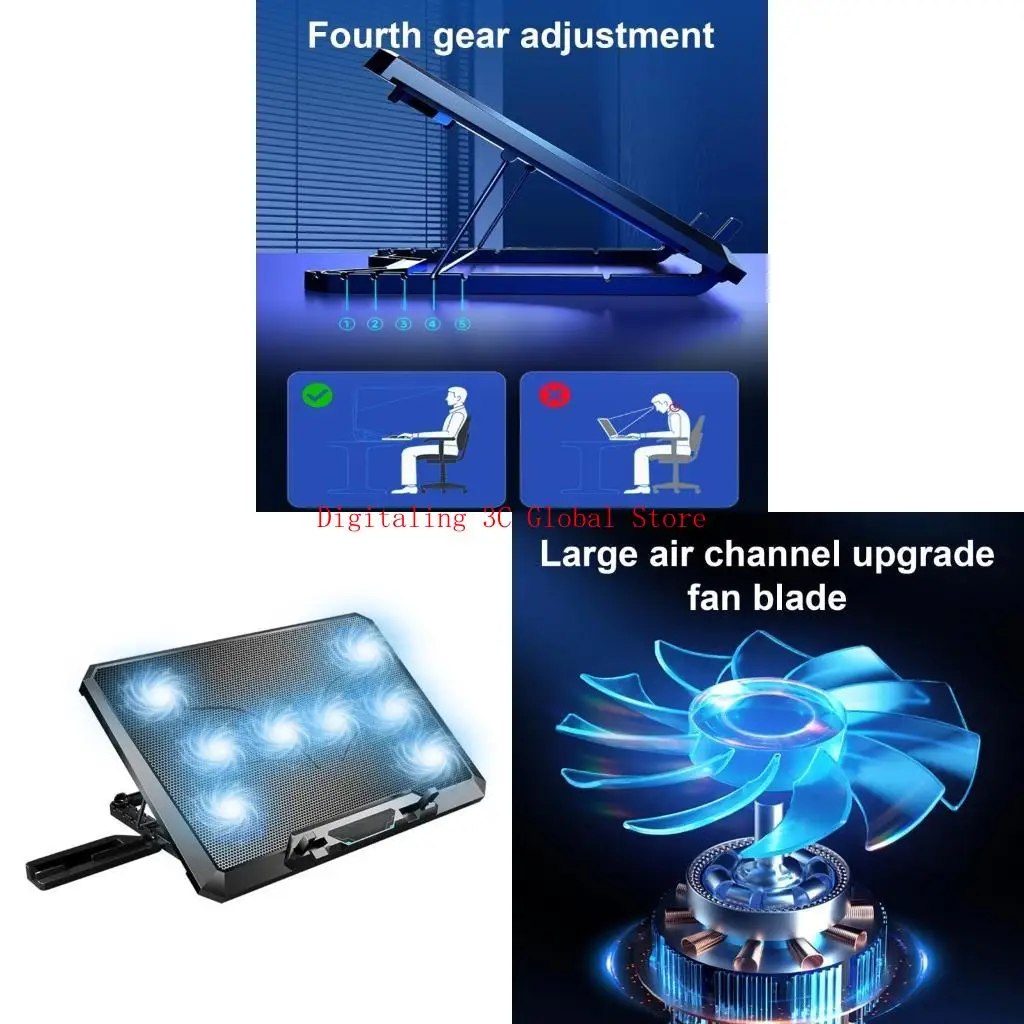 

Laptop Stand 8 Quiet Cooling Fan Notebook Holder Radiator Bracket 12-18inch