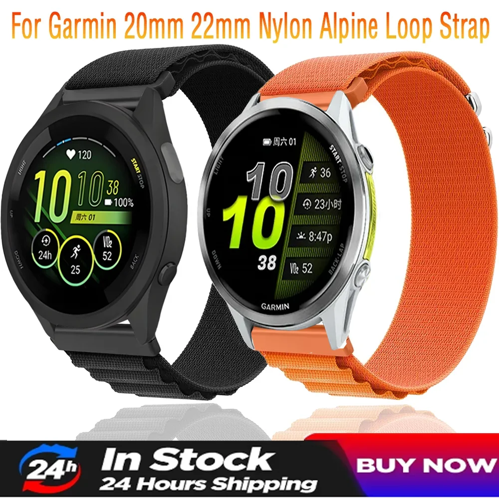 20 مللي متر 22 مللي متر النايلون جبال الألب حلقة حزام ل Garmin Forerunner 970 165 55 965 265 570 42/47 مللي متر سوار Garmin Approach S50 نشط 6 5