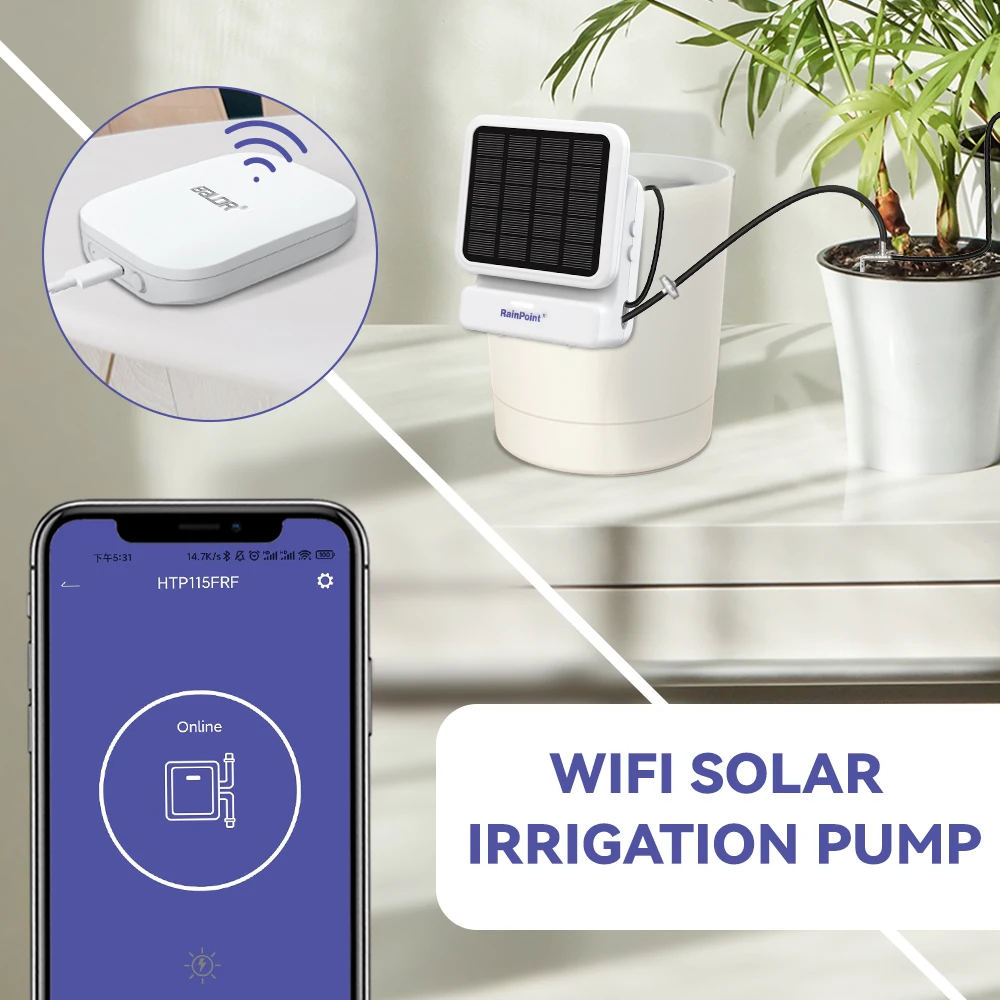 Smart Solar Powered Irrigation Pump Kits Automatic Home Watering Timer WiFi App Real-time Control Micro Drip Irrigation System