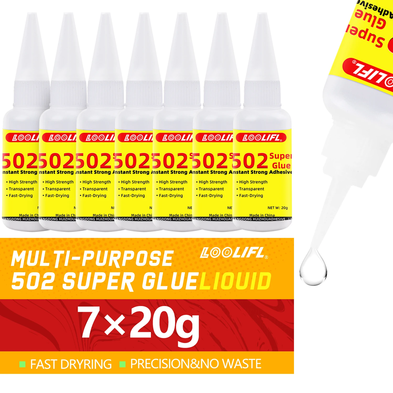 

Суперклей 502, 7 шт., мгновенное склеивание, прочный клей, быстросохнущий, водонепроницаемый, многоцелевой, для металла, пластика, кожи и поделок своими руками