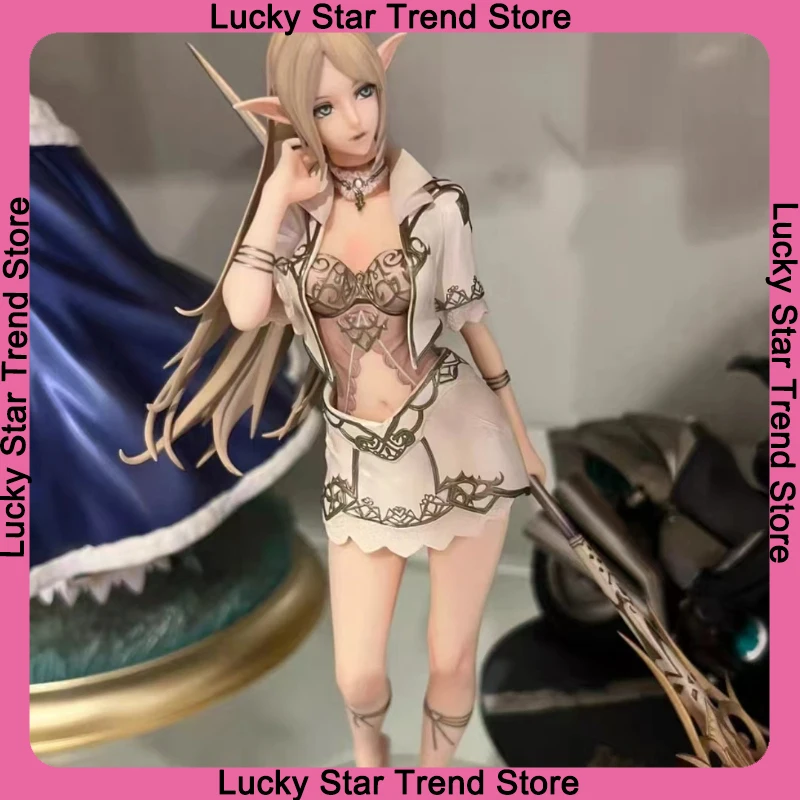 

24cm Anime Figure White Elf/Drow Girl Mage Pvc Action Figures Collection Model Desktop Decoration Kid Trendy Toys Surprise Gifts