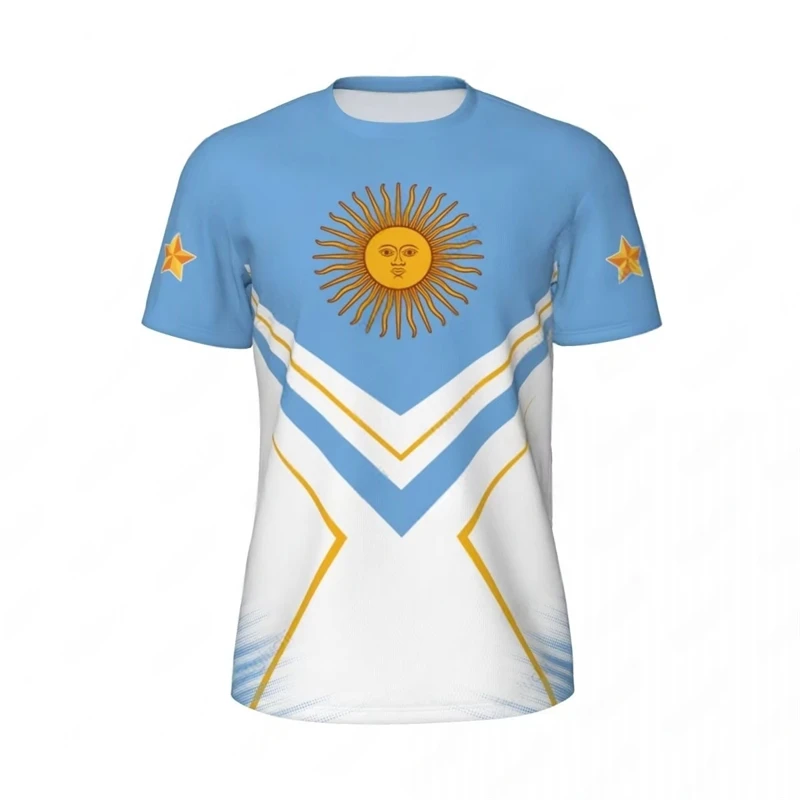 

Fashion Argentina Flag Football T Shirts For Men Trend Summer National Emblem 3D Printed T-shirts Loose Breathable Sports Tees