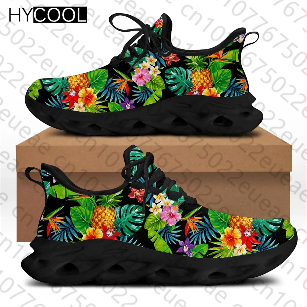 HYCOOL Harajuku Style Women Sport Sneakers Tropical Flower With Fruits Pattern Air Cushion Breathable Running Shoes Size 35-48