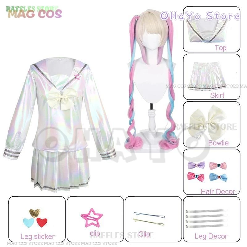 NEEDY MEISJE OVERDOSIS KAngel Cosplay Kostuum Lolita Schoenen Jas Rok Uniform Pruik Hallowmas Bikini COS Laser Rokken Lint Pruik