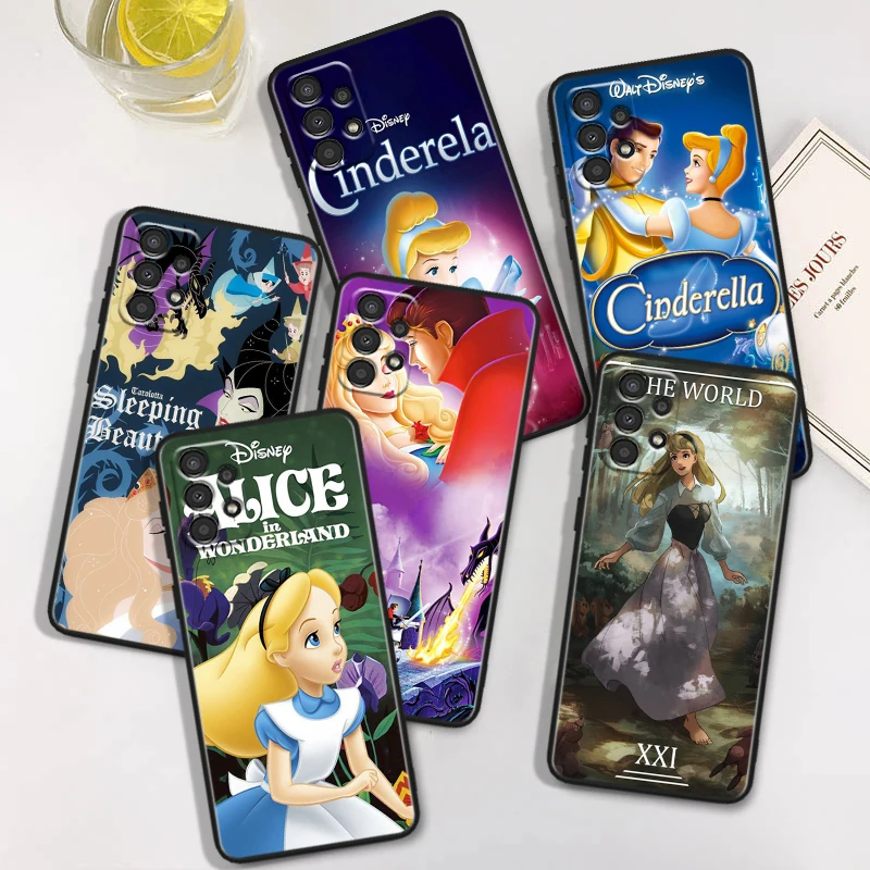 Disney Sleeping Beauty For Samsung A73 A72 A54 A53 A52S A34 A33 A32 A24 A23 A22 A14 A13 A03S A02S Black Soft Phone Case