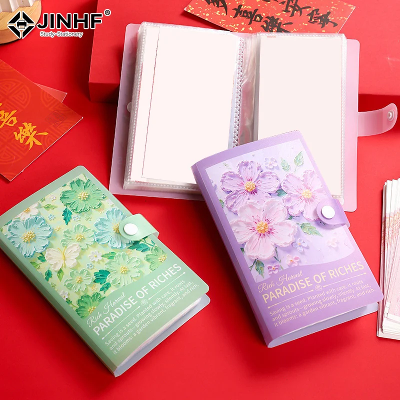 

Альбом для коллекции 3D-цветов, пластиковый бюджетный планировщик-органайзер с 100 конвертами для денег, блокнот для челленджа по экономии, альбом для банкнот