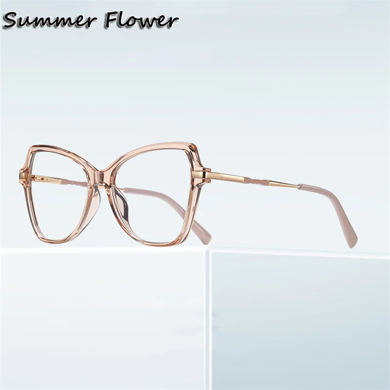 

Women Optical Glasses Frame for Female Butterfly Quality Fashion TR90 Spring Hinge Eyewear Designer Prescription Glasses Frame