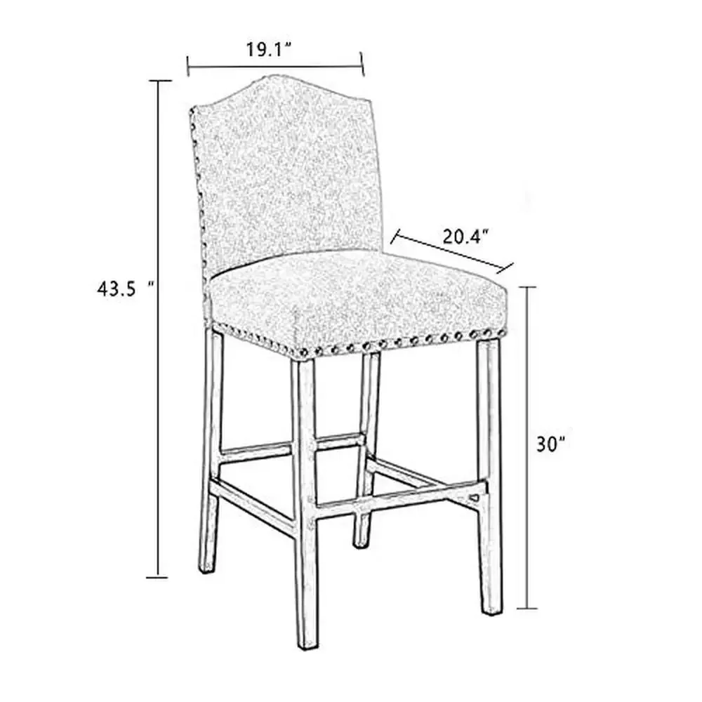 Modern Fabric Upholstered Bar Stools Set of 4 & 2 with Back Nailed Trim Counter Height Barstools Sturdy Wood Frames Installation