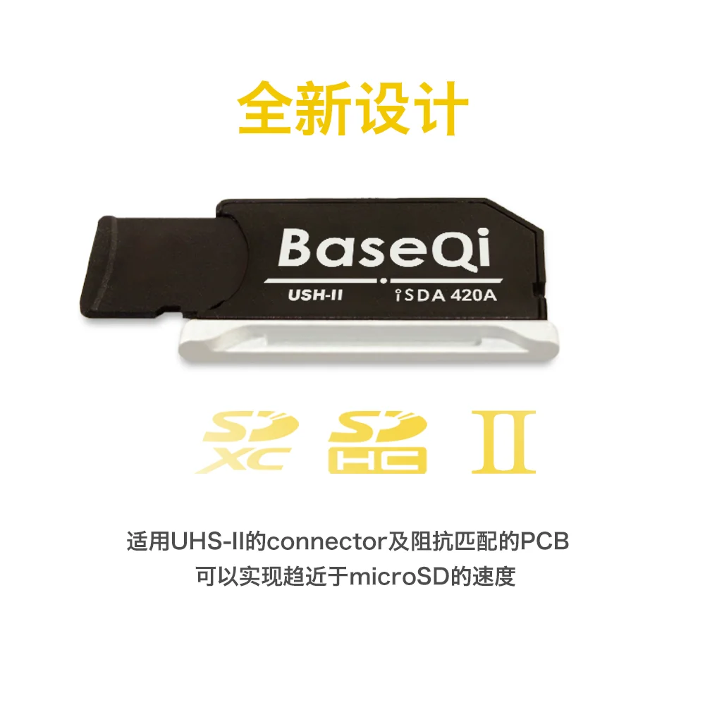 BaseQi-Adaptador de tarjeta Micro SD/TF para MacBook Pro Retina, lector de tarjetas SD de 14/16 pulgadas, unidad Invisible de aluminio plateado 420AS