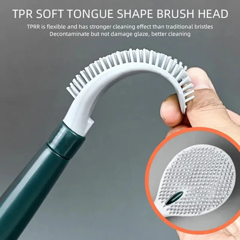 Silicone Toilet Brush Water Leak Proof with Base Wall Mounted Toilet Brush Cleaner Cleaing Brush Holder Set Bathroom Accessories