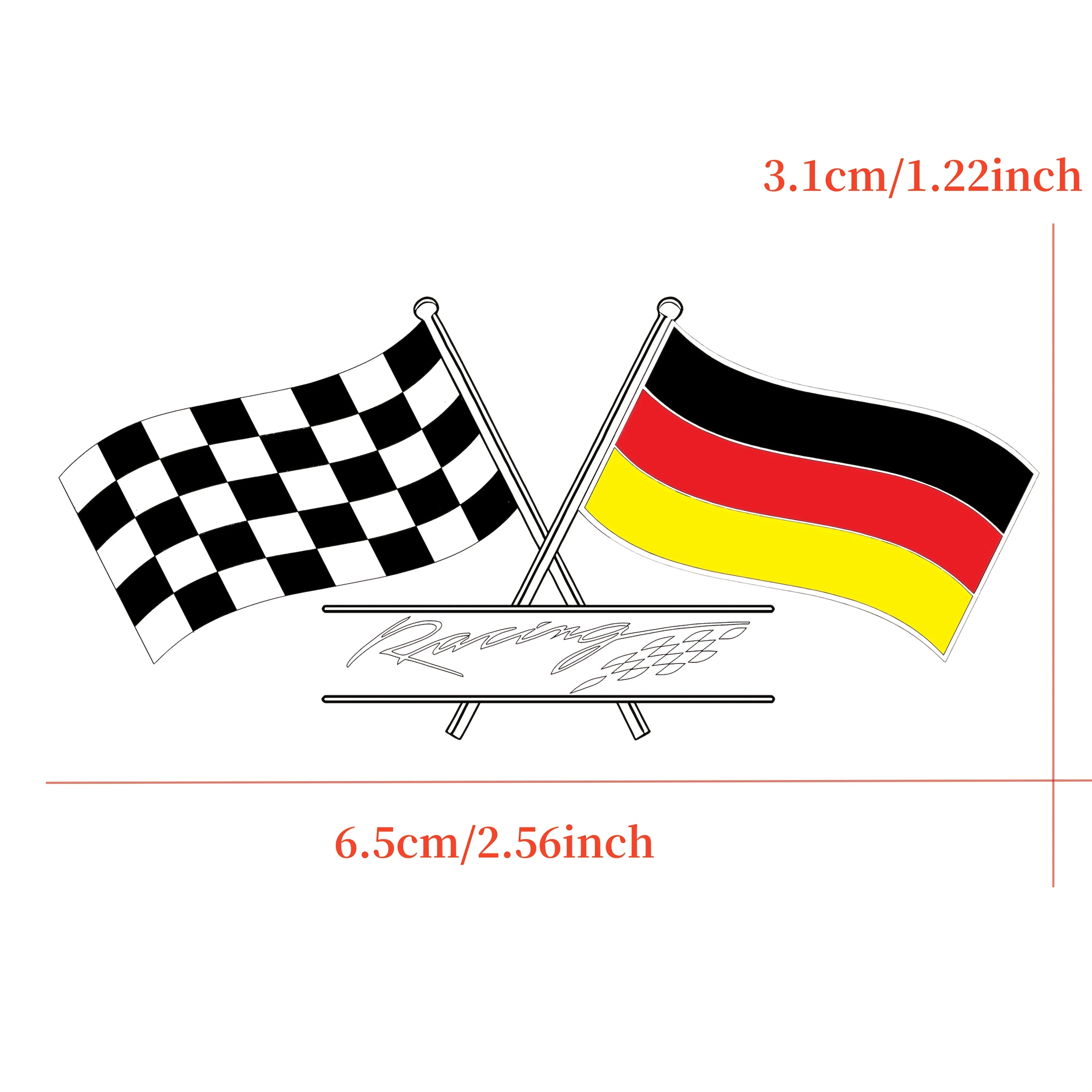 2 Pcs Set German Flag & Checkered Racing Flag Sticker, Waterproof Vinyl Decals for Car Window and Motorcycle