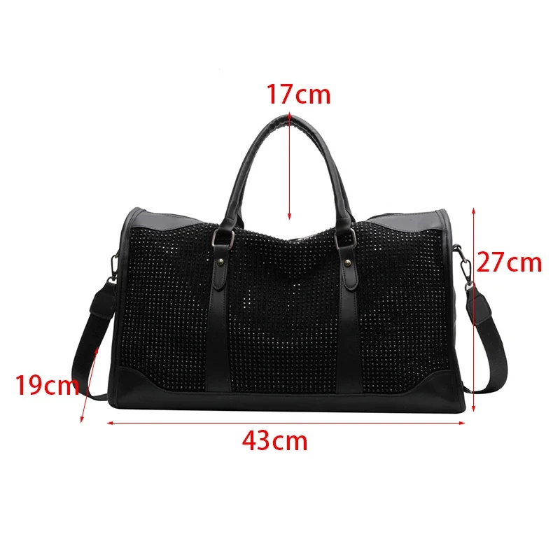 Borsa da viaggio di grande capacità Borsa da donna casual in stile coreano Borsa da fitness sportiva con diamanti con paillettes Borsa da viaggio a