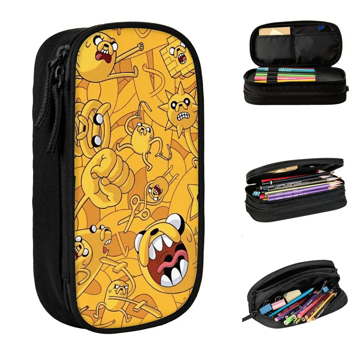 Adventure Cartoon Funny Times Pencil Case Lovely Finn Jake Pen Holder Bags Student Large Storage School Supplies Gift Pencilcase