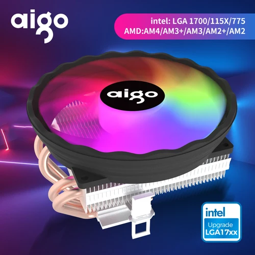 Imagen 1 del producto Aigo ICE400X 4 tubos de calor ventilador enfriador de cpu RGB 4pin PWM ventilador de caja de computadora silencioso Intel LGA 1700 1200 1150 1151 AMD AM3 AM4